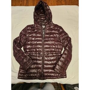 DKNY Donna Karan Plum Down Hooded Packable Puffer Coat‎ Jacket Sz M